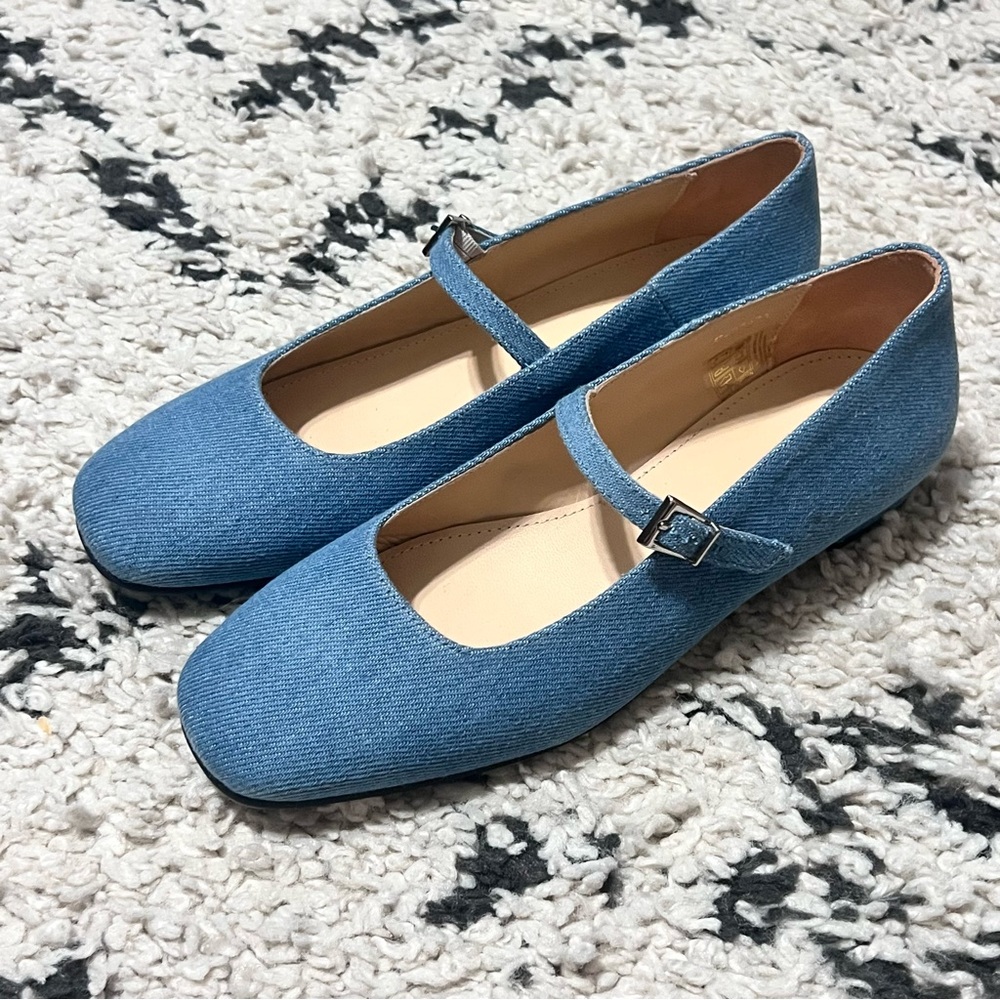 NEW ALOHAS Por Do Sol Ballet Mary Jane Flats Denim Blue Classic Cute Sz 40EU 9US - Picture 6 of 10